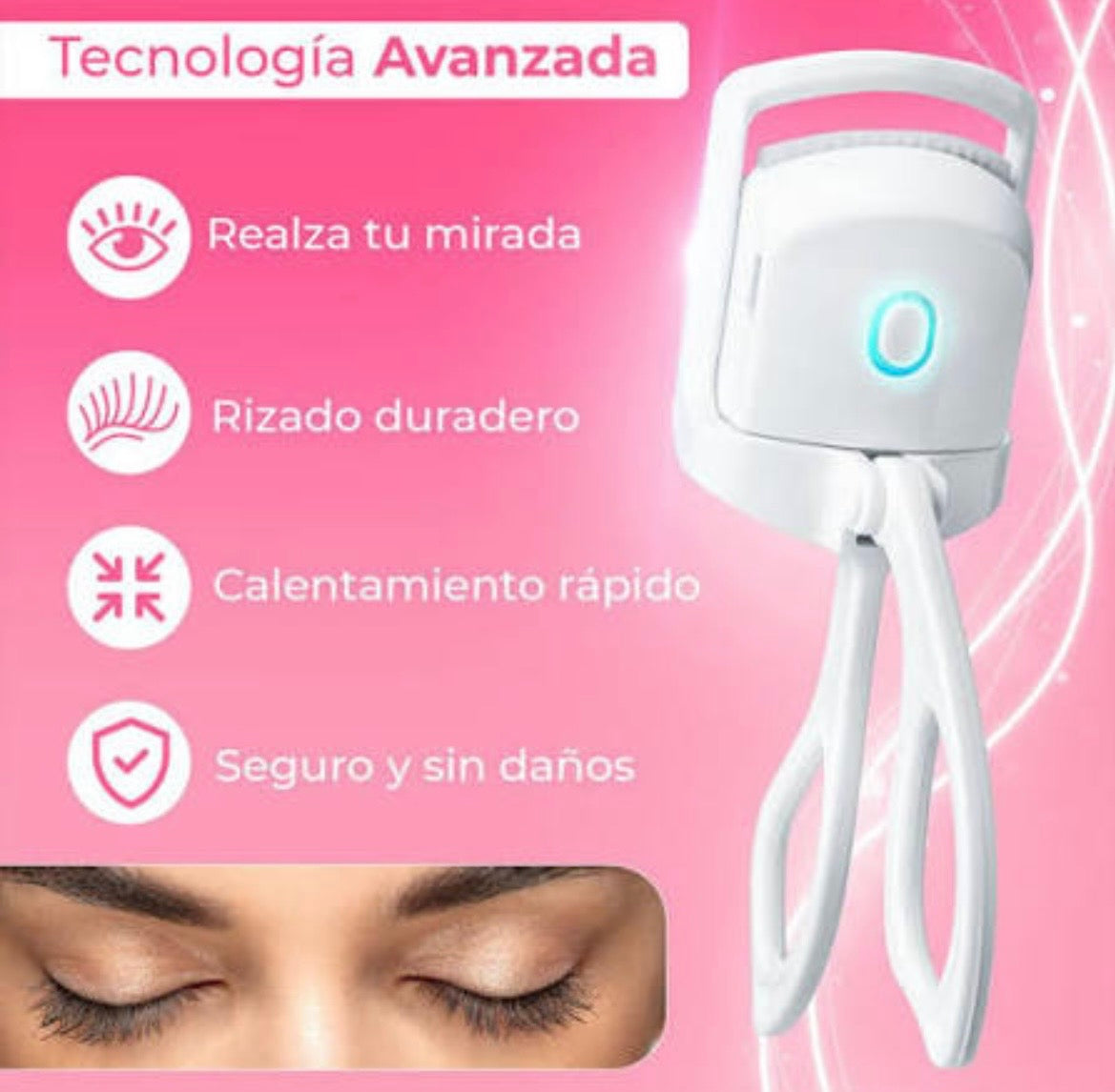 Encrespador de pestañas electrico recargable usb