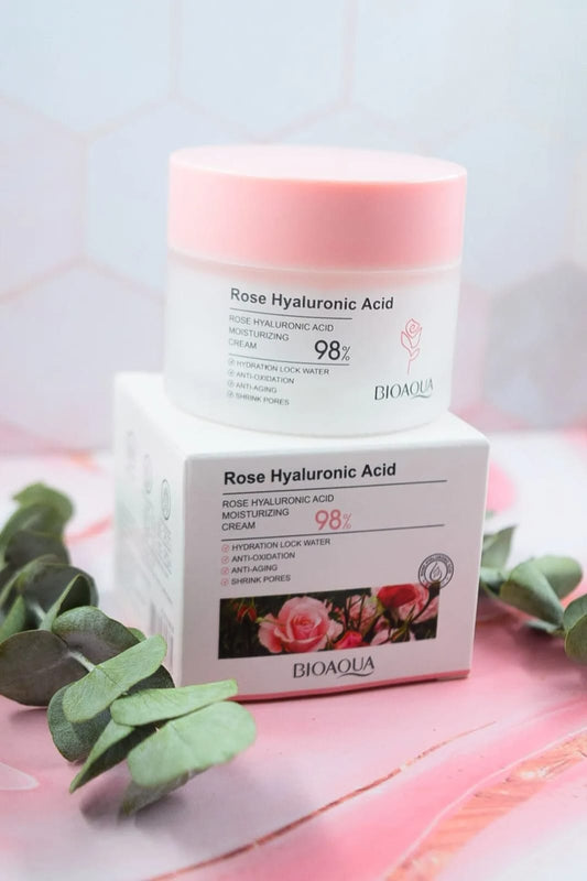 Crema hidratante rosas y ácido hialurónico