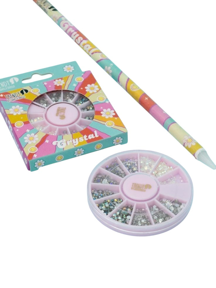 Kit piedritas crystal +lapiz de silicona trendy