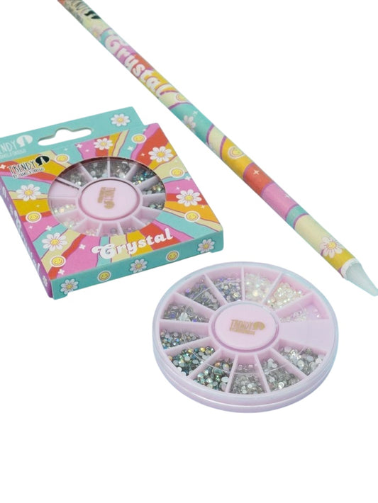 Kit piedritas crystal +lapiz de silicona trendy