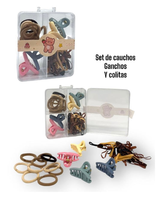 Set de caucho y ganchos